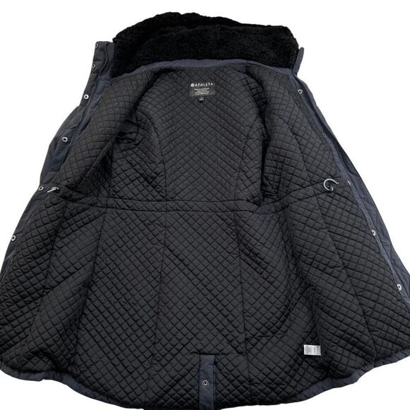 Athleta District Primaloft Faux Fur Hood Jacket Grey Black Size Small - Picture 6 of 15